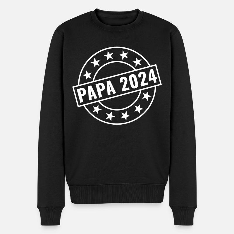 Papa 2024 - Männer Premium Bio Pullover - Schwarz