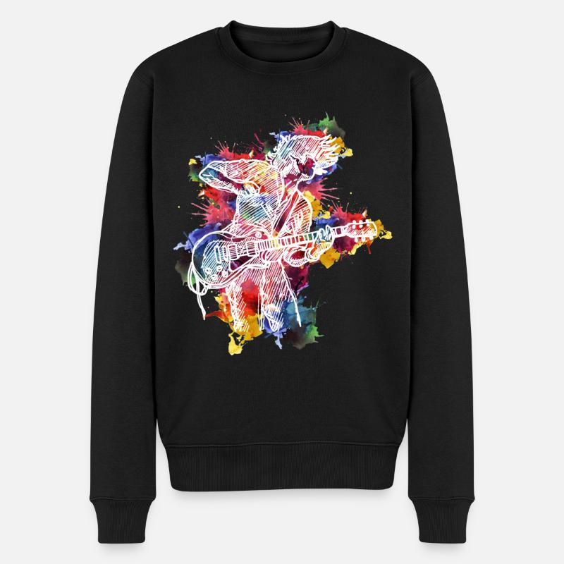 Gitarren-Evolution-Aquarell-Design für - Männer Premium Bio Pullover - Schwarz