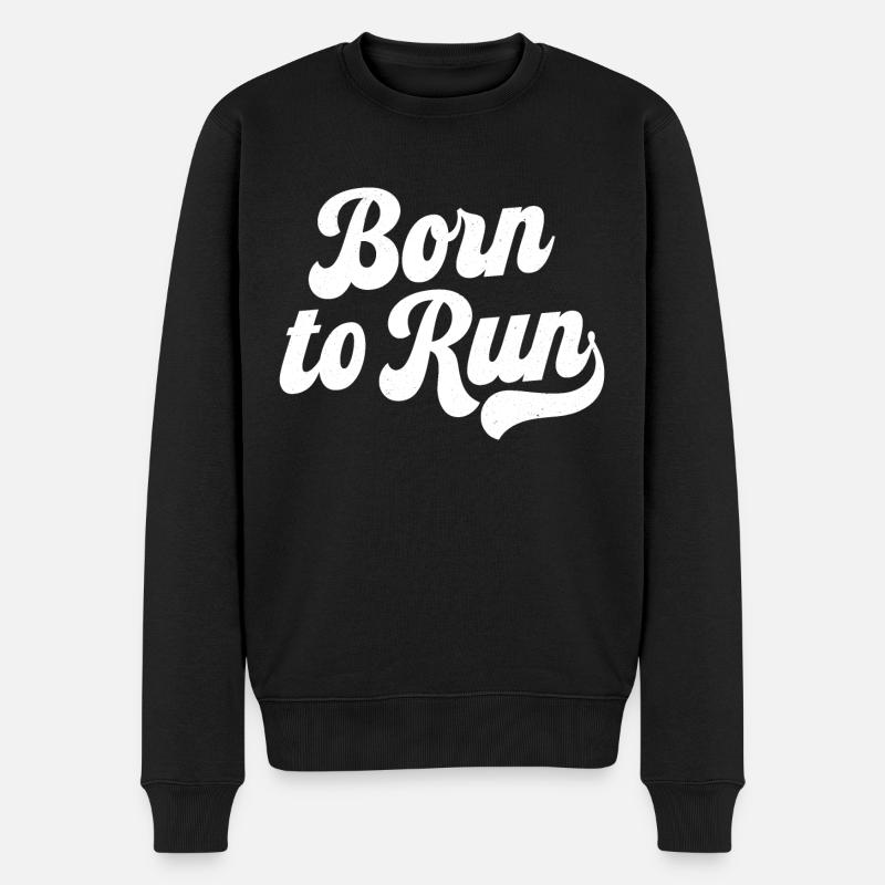 Geboren zum Laufen - Männer Premium Bio Pullover - Schwarz