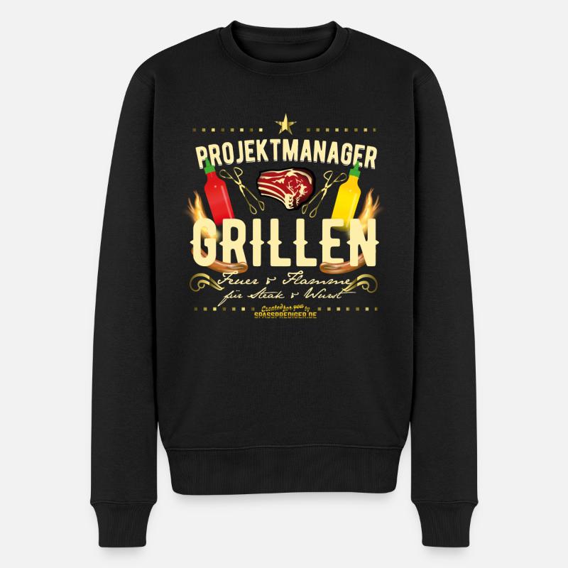 Projektmanager Grillen - Männer Premium Bio Pullover - Schwarz