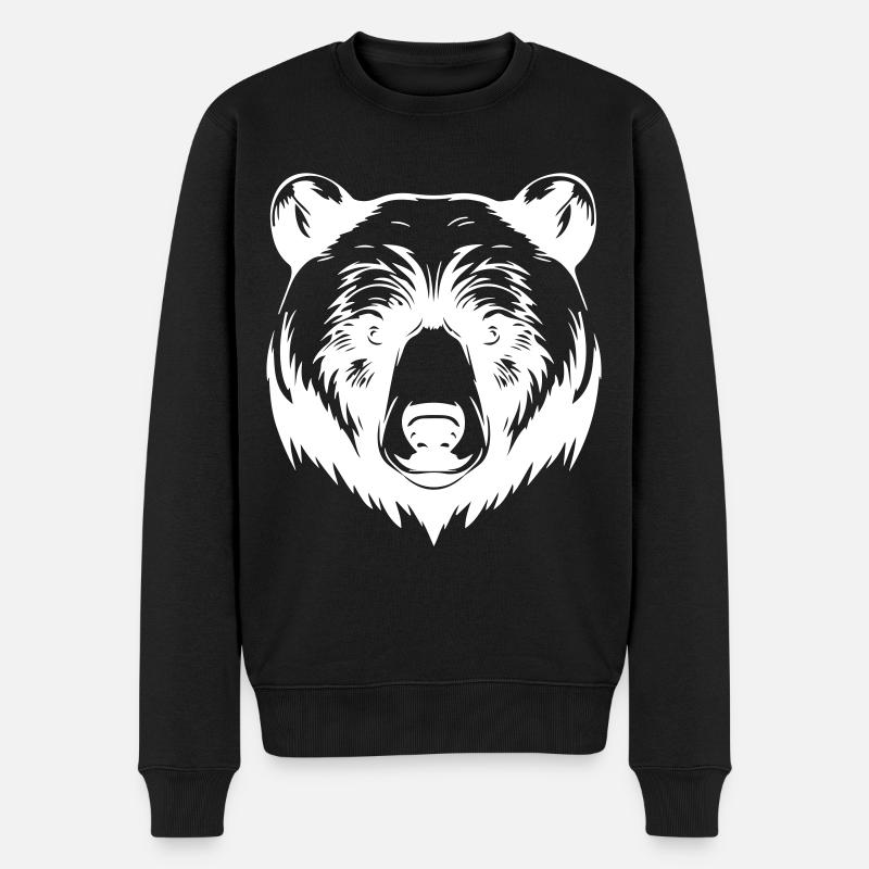 Bär Grizzly Tier - Männer Premium Bio Pullover - Schwarz