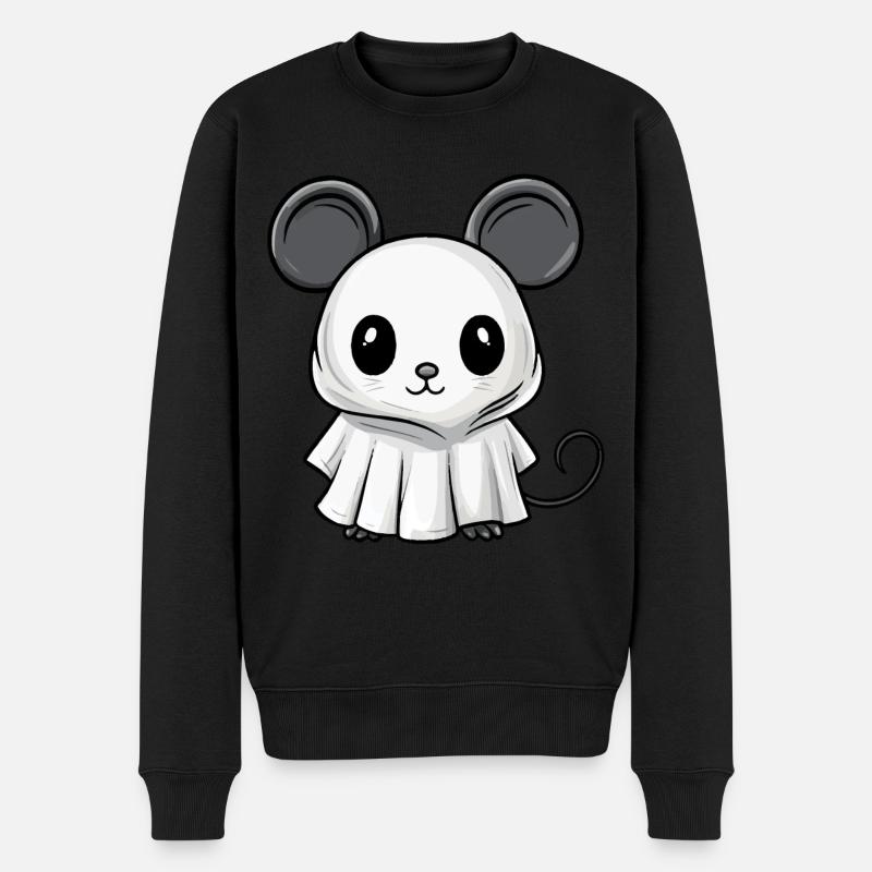 Maus Halloween Comic Geist - Männer Premium Bio Pullover - Schwarz