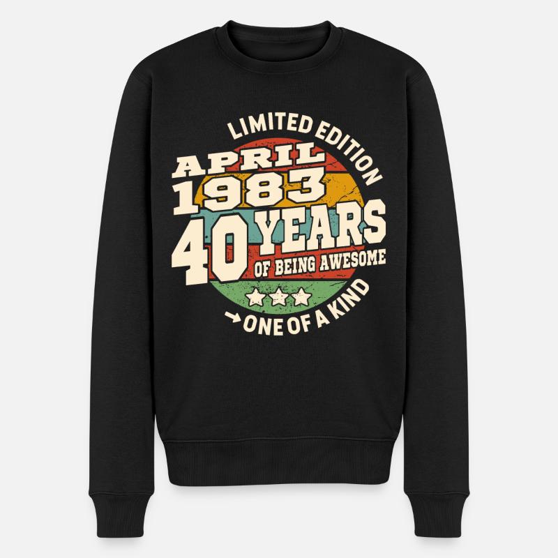 Né en avril 1983 - 40 ans - Pull Premium bio Homme - noir