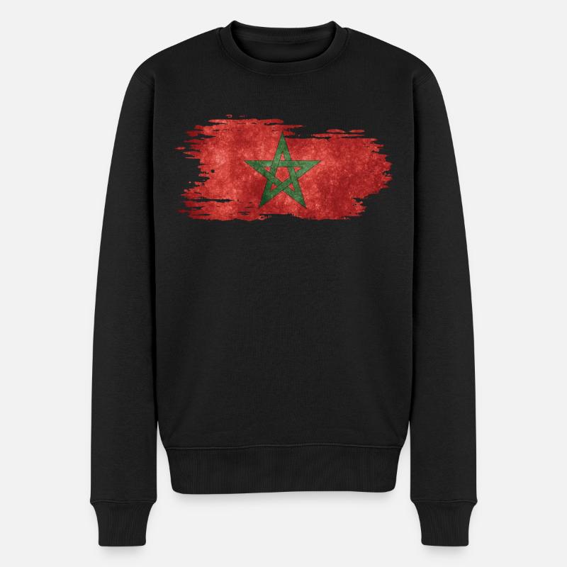 Maroc - Drapeau national, effet brosse - Pull Premium bio Homme - noir