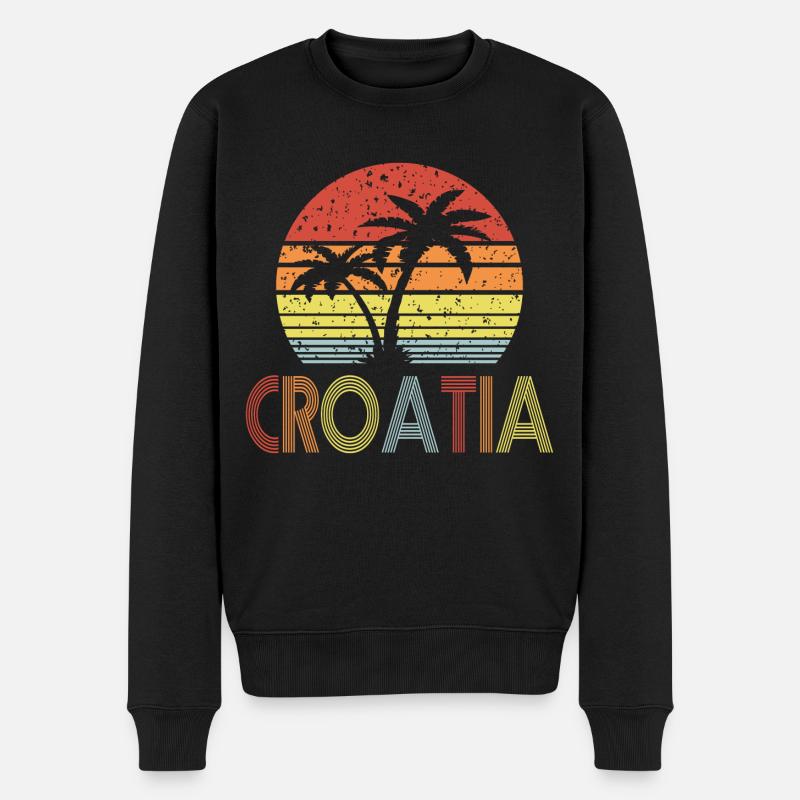 Croatie retro soleil 01 - Pull Premium bio Homme - noir
