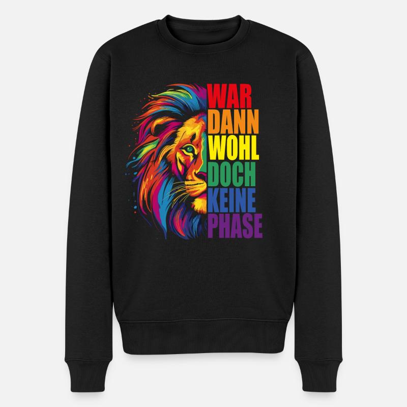 LGBT Gay Pride Regenbogen Flagge Löwe LGBTQ CSD - Männer Premium Bio Pullover - Schwarz
