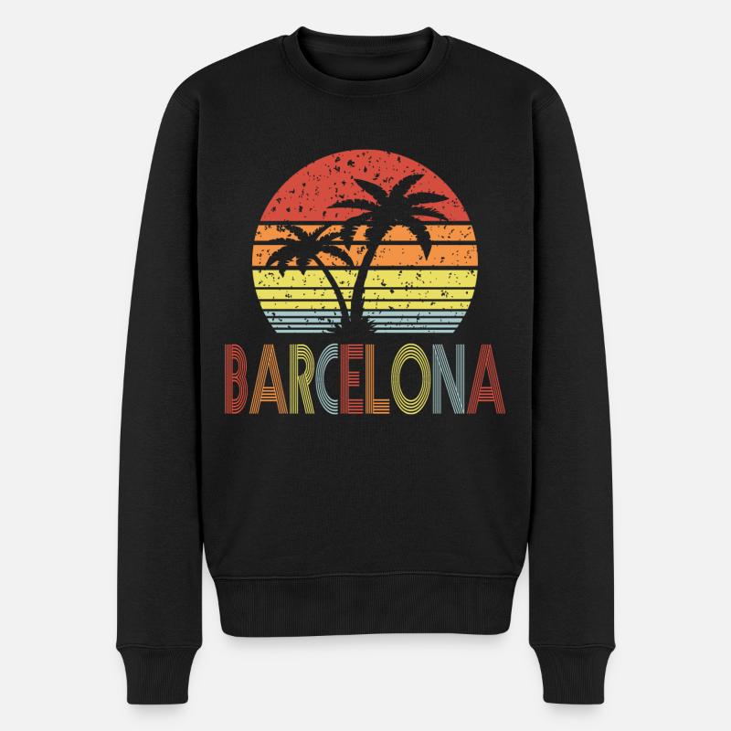 Barcelona Retro sonne 01 - Männer Premium Bio Pullover - Schwarz
