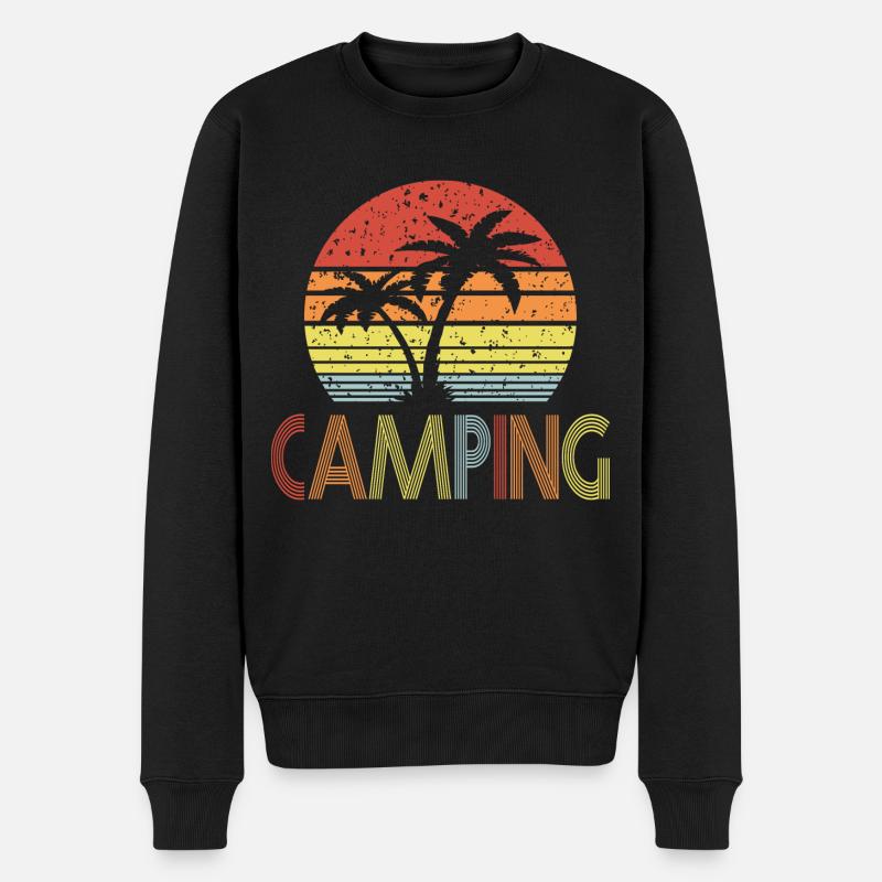Camping Retro sonne 01 - Männer Premium Bio Pullover - Schwarz