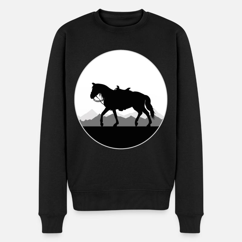 Cowgirls Westernreiten Pferde Reiten Mädchen - Männer Premium Bio Pullover - Schwarz