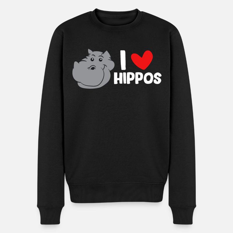 Hippopotame - I love hippos - Pull Premium bio Homme - noir