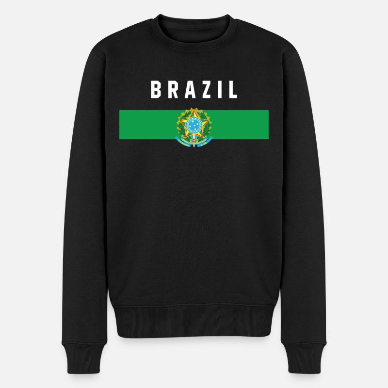Brésil - drapeau et armoiries - Pull Premium bio Homme - noir