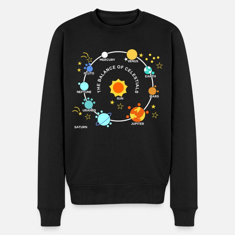Planeten Sonne Grafik Planeten Sonnensystem Sterne - Männer Premium Bio Pullover - Schwarz
