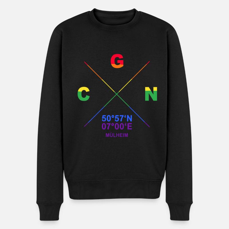 CGN Köln Mülheim Veedel Koordinaten Gay Pride CSD - Männer Premium Bio Pullover - Schwarz
