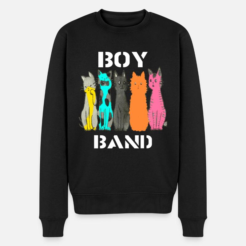 Katzen Cartoon Comic Design - Männer Premium Bio Pullover - Schwarz