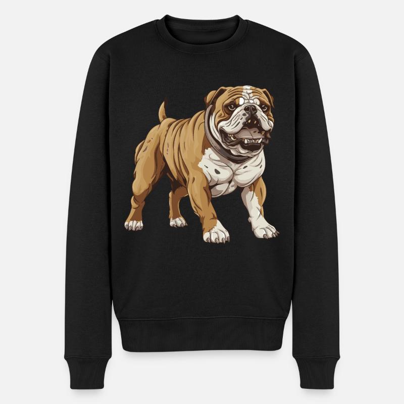 Bulldog Hund - Männer Premium Bio Pullover - Schwarz