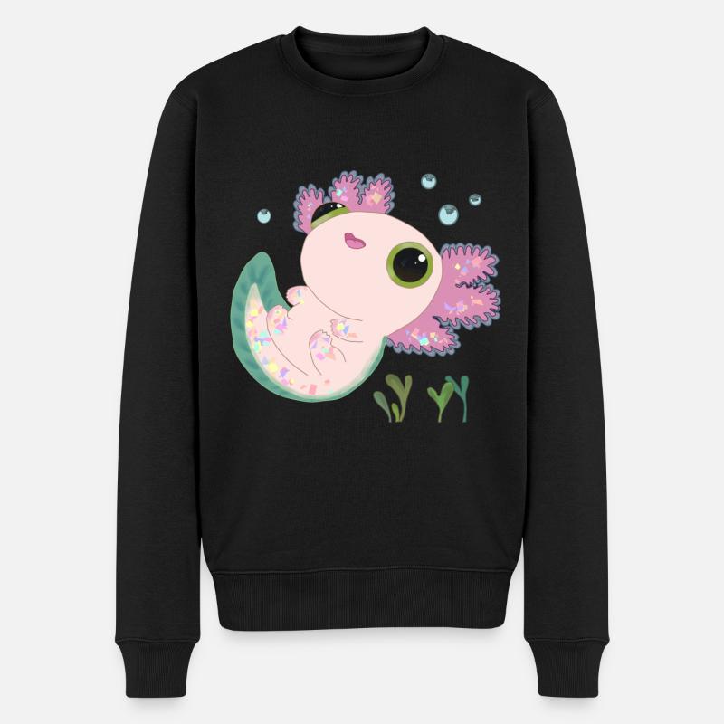 Süßes Axolotl - Männer Premium Bio Pullover - Schwarz