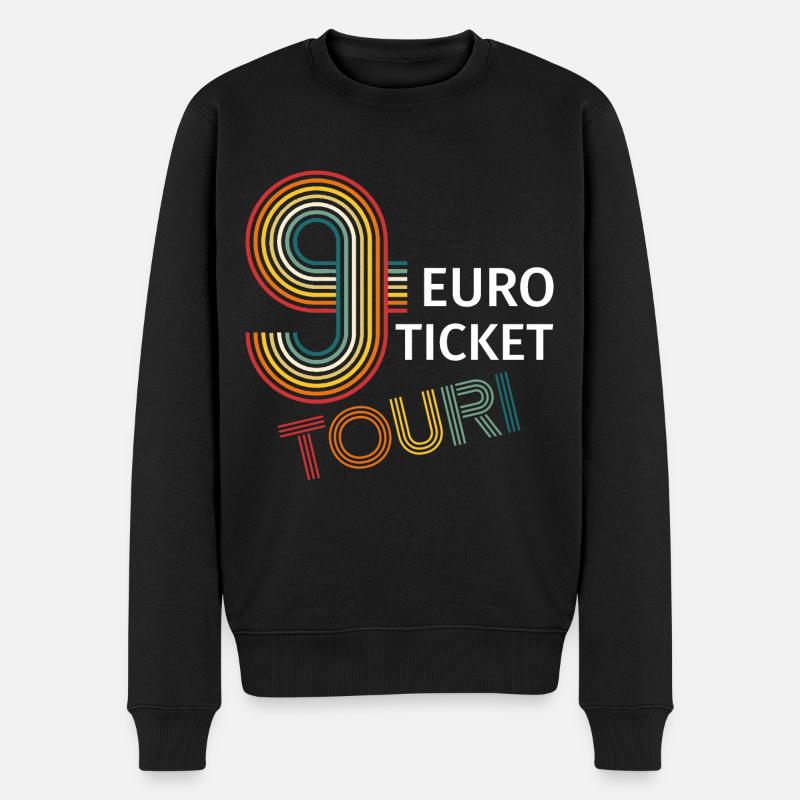 9 Euro Ticket Touri Neun Euro Urlaub 2022 - Männer Premium Bio Pullover - Schwarz