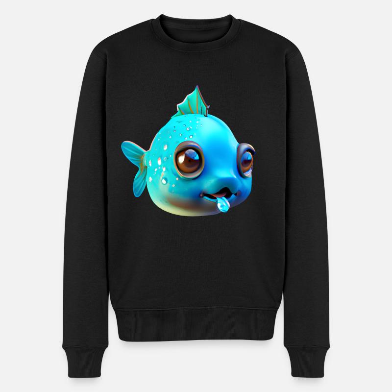 Niedlicher dicker Fisch - Männer Premium Bio Pullover - Schwarz