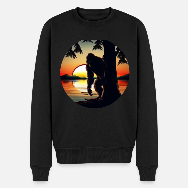 Bigfoot Sonnenuntergang - Männer Premium Bio Pullover - Schwarz