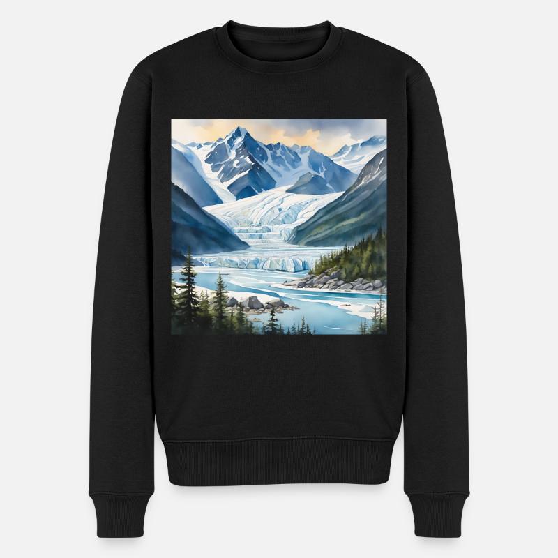 Gletscher Eis Landschaft Alaska - Männer Premium Bio Pullover - Schwarz