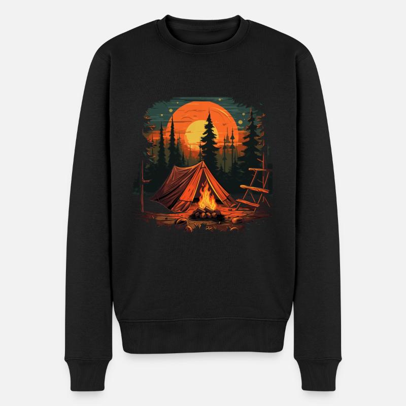 Lagerfeuer, Lagerfeuer - Männer Premium Bio Pullover - Schwarz
