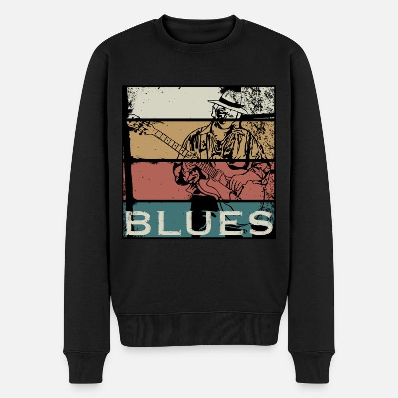 Blues - Männer Premium Bio Pullover - Schwarz