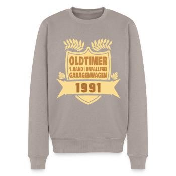 Opa Oma Geschenkidee 1991 - Männer Premium Bio Pullover - Taupe - Vorne - Nico (187cm)