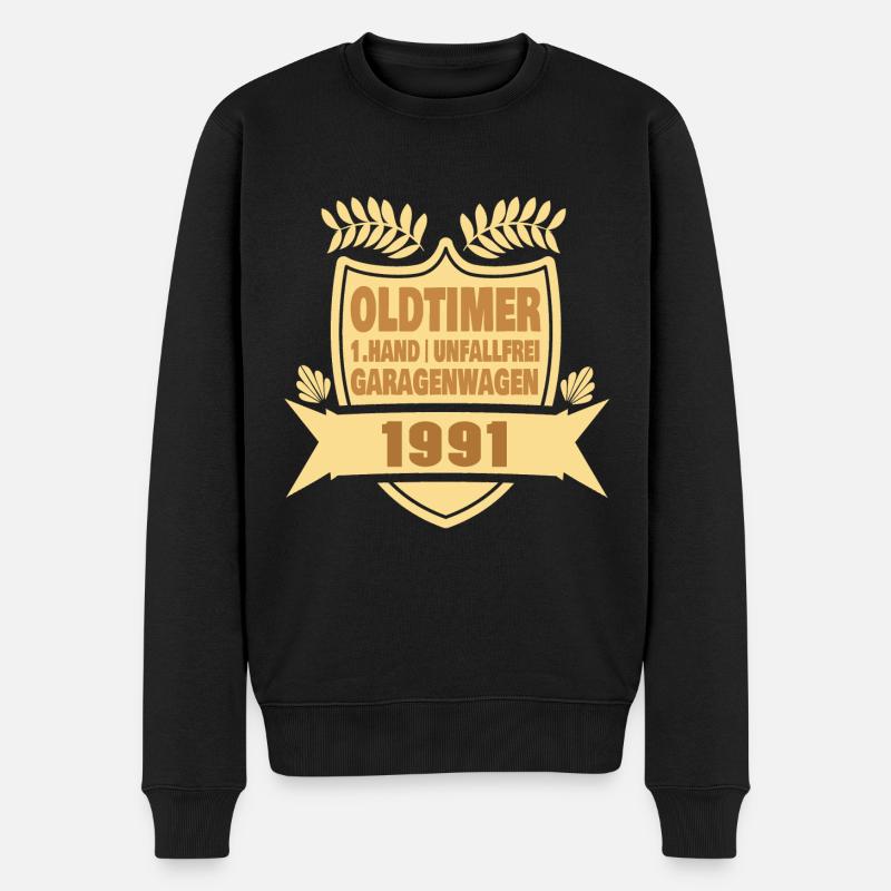 Opa Oma Geschenkidee 1991 - Männer Premium Bio Pullover - Schwarz