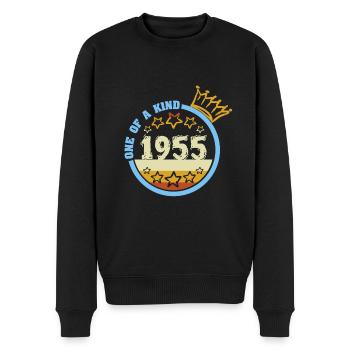 Year 1955 - Men's Premium Organic Jumper - black - Front - Nico (187cm)