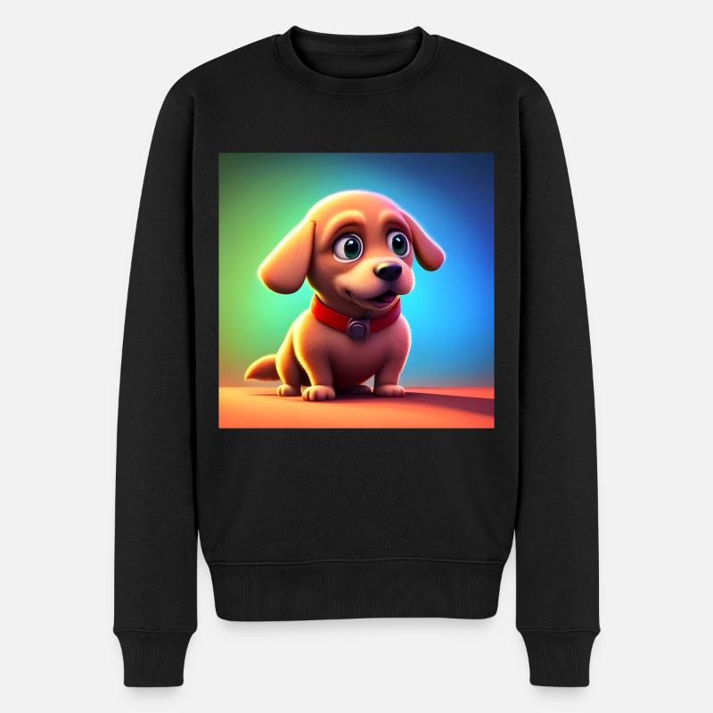 ENTZÜCKENDER KLEINER FRÖHLICHER HUND - Männer Premium Bio Pullover - Schwarz
