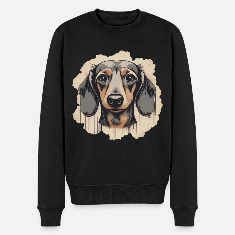 Dackel Teckel Kurzhaardackel Dachshund - Männer Premium Bio Pullover - Schwarz