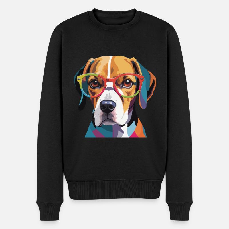 Beagle Dog Cool mit Brille - Männer Premium Bio Pullover - Schwarz