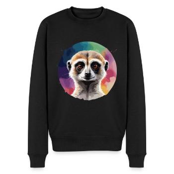 Erdmännchen Buntes cooles Vektor-Design - Männer Premium Bio Pullover - Schwarz - Vorne - Nico (187cm)