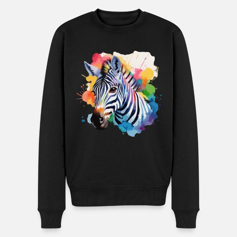 Zebra cool im bunten Design - Männer Premium Bio Pullover - Schwarz