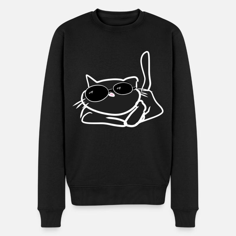 coole Katze Tier Haustier sommer - Männer Premium Bio Pullover - Schwarz