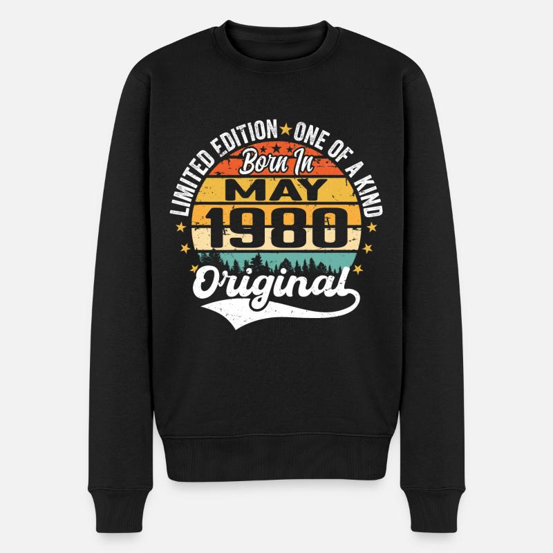 Mai 1980 Geburtstagsgeschenk geboren im Mai 1980 - Männer Premium Bio Pullover - Schwarz