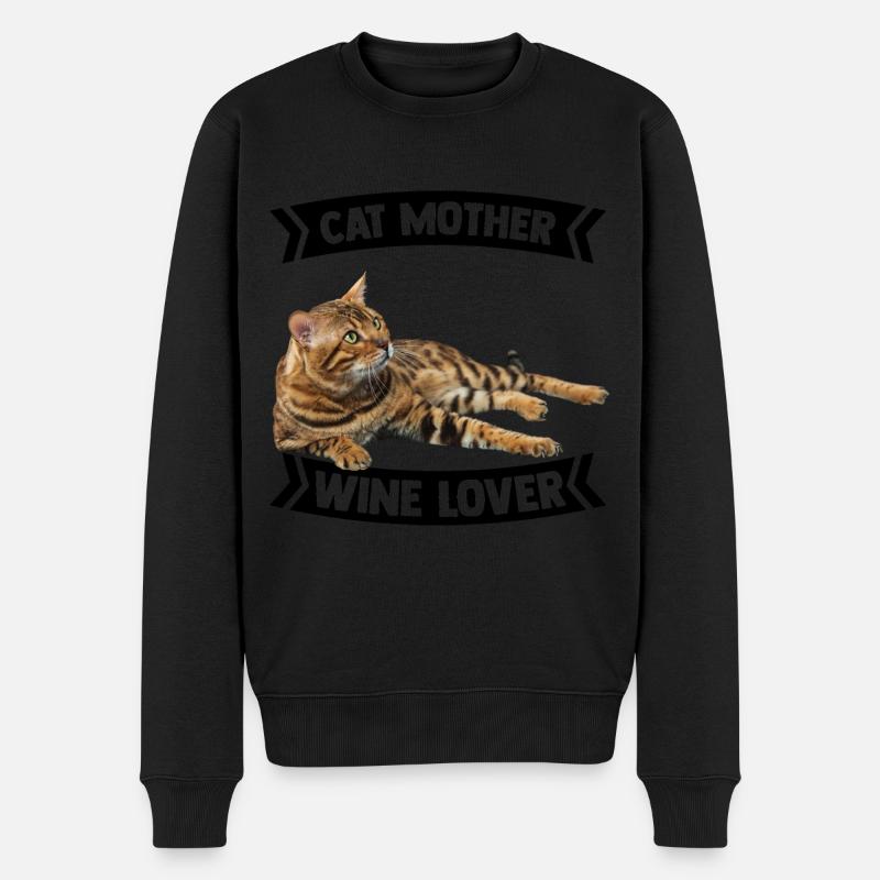 Chats Maman Mère Vin - Pull Premium bio Homme - noir