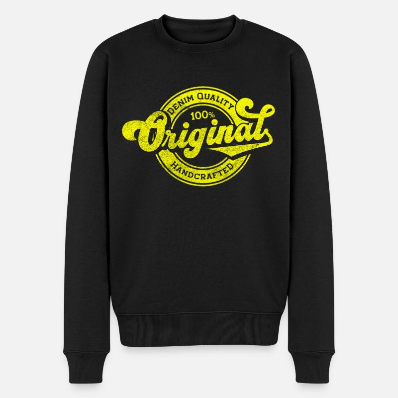 Original Denim Qualität Retro Vintage Gelb - Männer Premium Bio Pullover - Schwarz