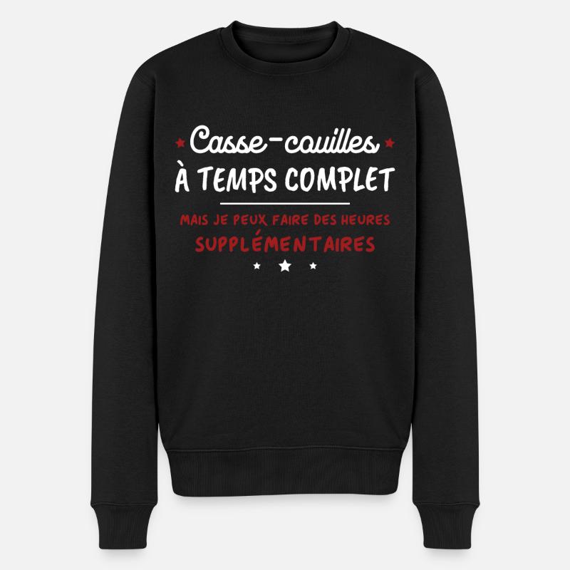 Humorvolle Vollzeit-Ballbrecher - Männer Premium Bio Pullover - Schwarz