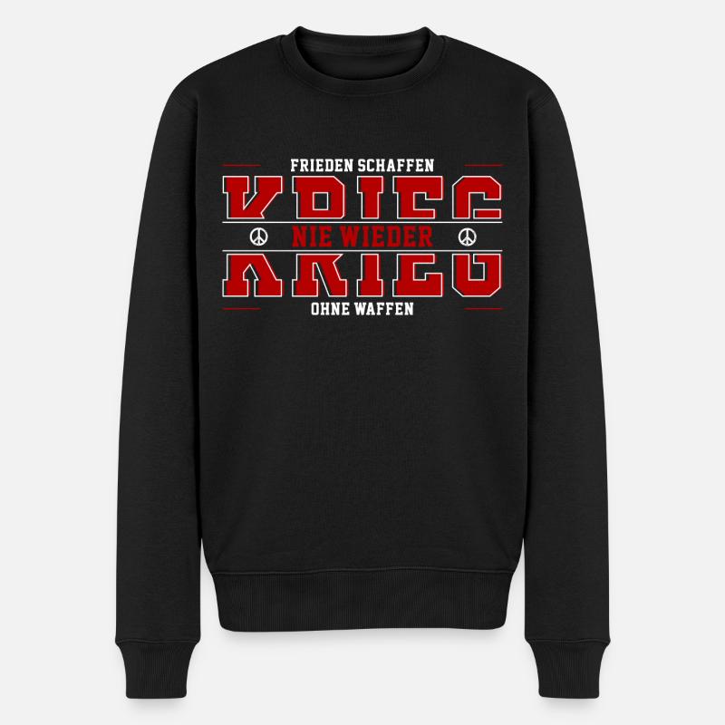 Nie wieder Krieg - Männer Premium Bio Pullover - Schwarz