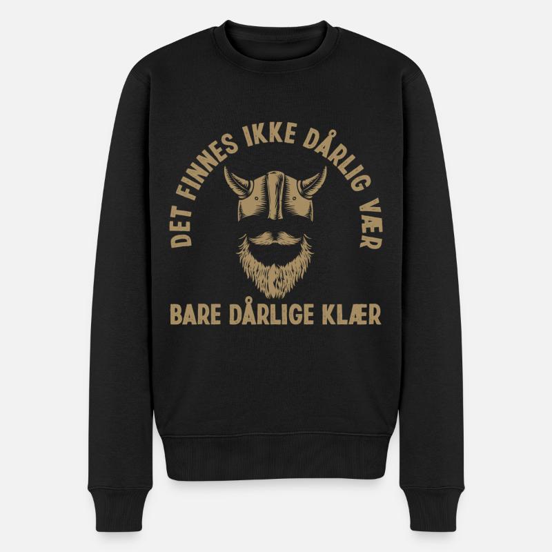 Skandinavien Spruch Wikinger Bart Stahl Helm - Männer Premium Bio Pullover - Schwarz