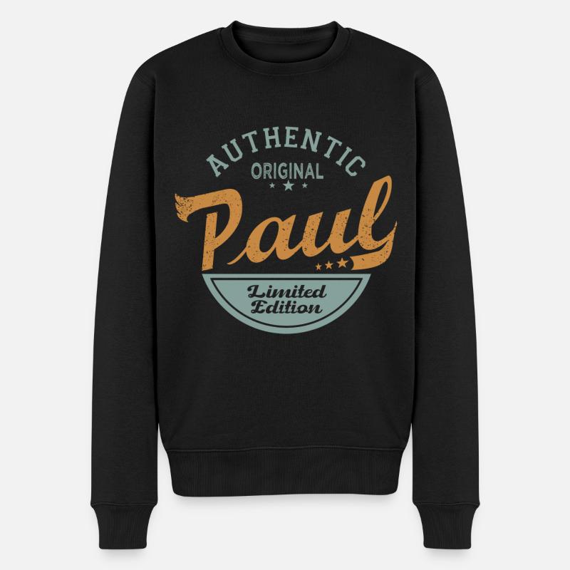 Paul Name Geschenk personalisiertes T-Shirt Paul - Männer Premium Bio Pullover - Schwarz