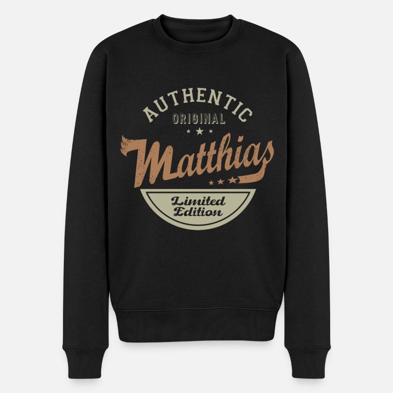Matthias personalisierter Geschenkname matthias - Männer Premium Bio Pullover - Schwarz