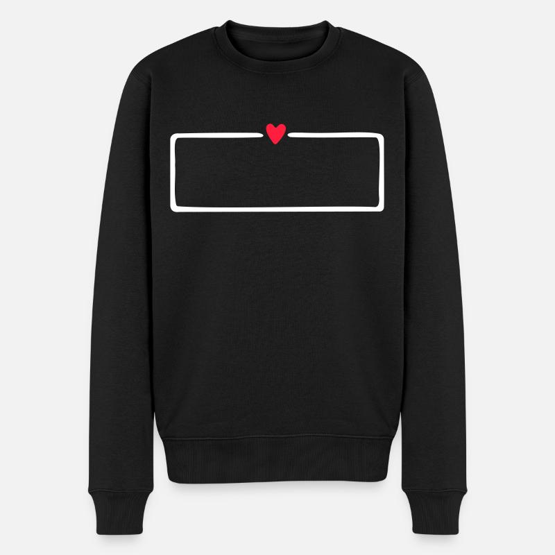 Namenschild mit Herz - Männer Premium Bio Pullover - Schwarz