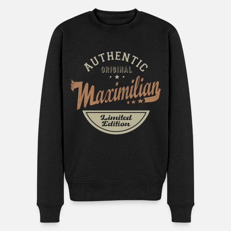 Maximilian Tshirt personalisierter Name maximilian - Männer Premium Bio Pullover - Schwarz