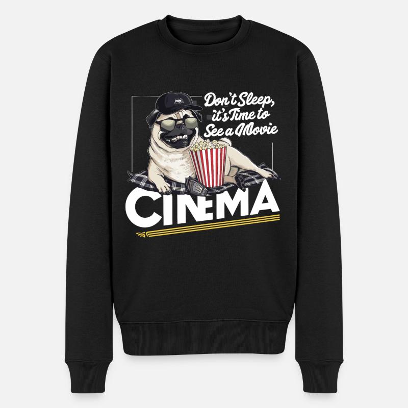 Mops Hundehalter Mops Liebe Kino Popcorn - Männer Premium Bio Pullover - Schwarz