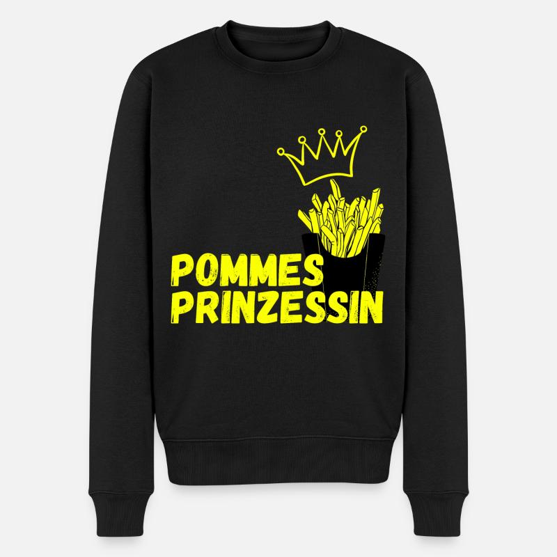 Pommes Prinzessin Fritten Kartoffel - Männer Premium Bio Pullover - Schwarz