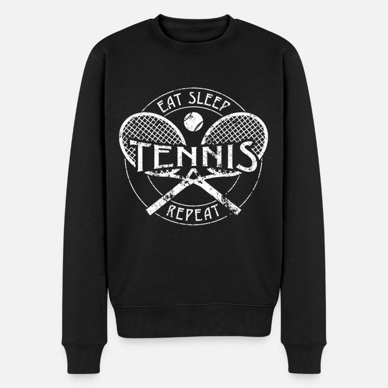 Tennis Sticks Cool Design Eat Sleep Tennis Repeat - Männer Premium Bio Pullover - Schwarz