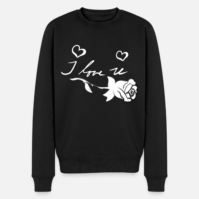 ich liebe dich rose blume - Männer Premium Bio Pullover - Schwarz