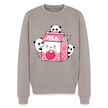 Strawberry Milk - Männer Premium Bio Pullover - Taupe - Vorne - Nico (187cm)